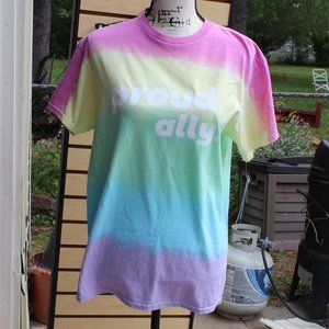 Proud Ally LGBTQ Support Tie-Dye Rainbow T-Shirt